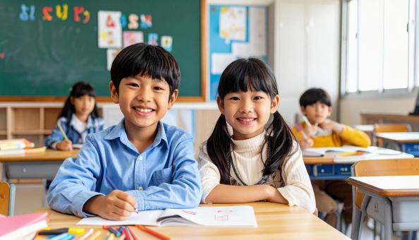 英会話教室で学ぶ子供たち 英会話教室で学ぶ子供たちの写真