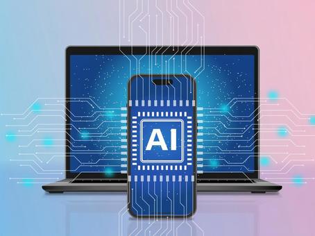 AI搭載のデジタルデバイス AI搭載のデジタルデバイス パソコン,ノートパソコン,スマホの写真素材