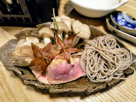 鴨肉ときのこの蕎麦 蕎麦,鴨,鴨肉の写真素材