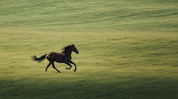 大自然の中の馬 大自然の中の馬の写真