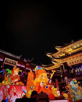 中国伝統の華やかなランタン装飾夜景 中国伝統の華やかなランタン装飾夜景 中国,ランタン,お祭りの写真素材