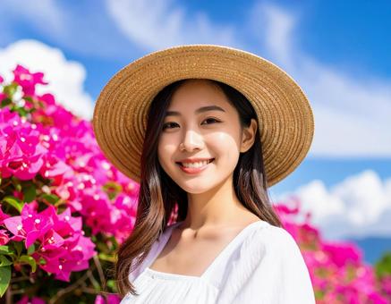 ブーゲンビリア・麦わら帽子の彼女 ブーゲンビリア・麦わら帽子の彼女の写真