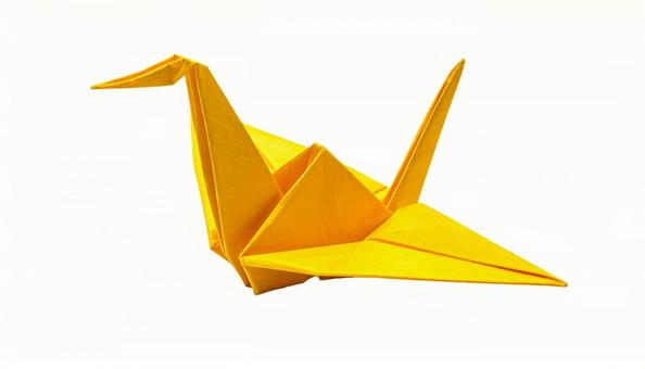 黄色の折り鶴 折り紙 (背景透過) 黄色の折り鶴 折り紙 (背景透過)の写真