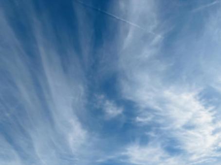 流れるような薄い筋雲の青空 流れるような薄い筋雲の青空の写真