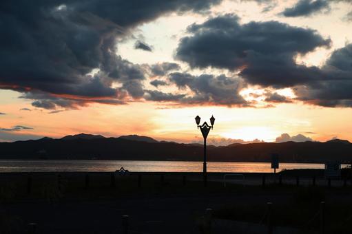 函館の美しい夕焼け 自然,風景,景色の写真素材