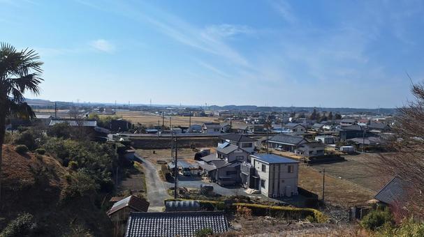 山の上からの田舎の風景 山の上からの田舎の風景 空,山の上から,田舎の写真素材
