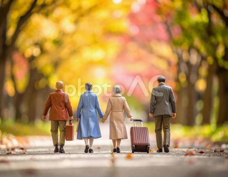 日本の秋を旅するクレイアート人形 秋,日本,旅の写真素材