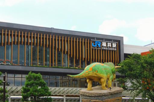 福井駅と恐竜 福井駅と恐竜 福井,福井市,恐竜の写真素材