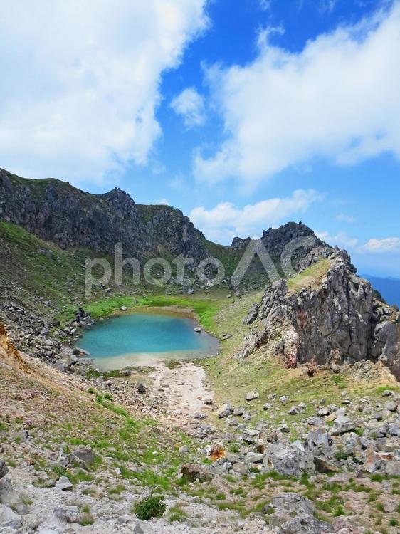 北アルプスの焼岳の様子 山,焼岳,登山の写真素材