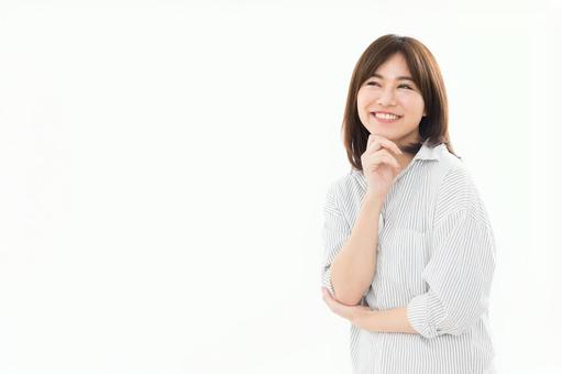 若い女性 考える 若い女性 考える 女性,人物,日本人の写真素材
