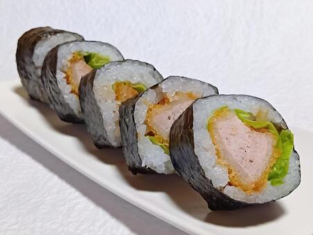 ヒレカツ中巻き寿司 中巻き寿司,食べ物,ヒレカツの写真素材