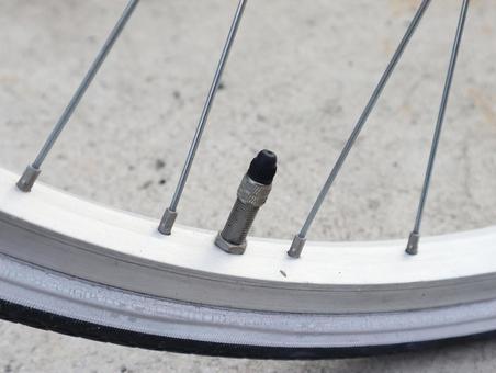 自転車のタイヤと空気を入れるバルブ 自転車のタイヤと空気を入れるバルブ バルブ,虫ゴム,キャップの写真素材