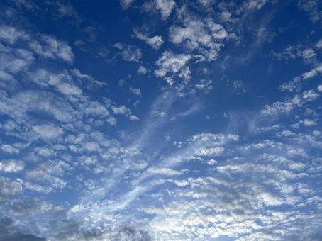 秋のうろこ雲と青空 2 風景,背景素材,空素材の写真素材