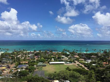 ハワイの日常 ハワイ,山,風景の写真素材