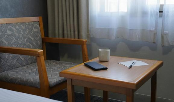 宿にて一服準備の写真