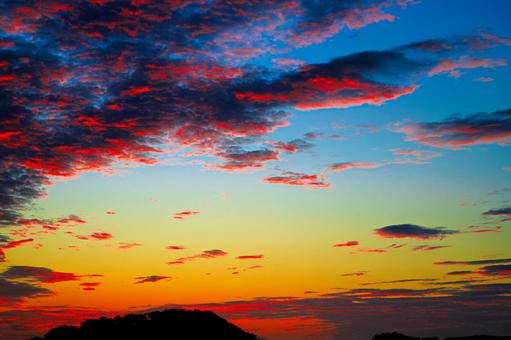 秋の夕焼け空 秋の夕焼け空の写真