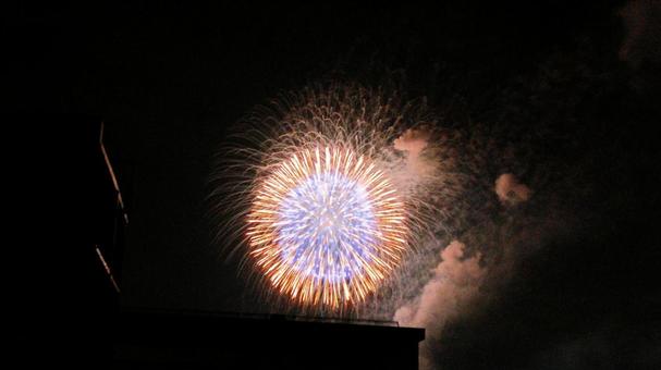 夏の夜空の花火 夏の夜空の花火の写真