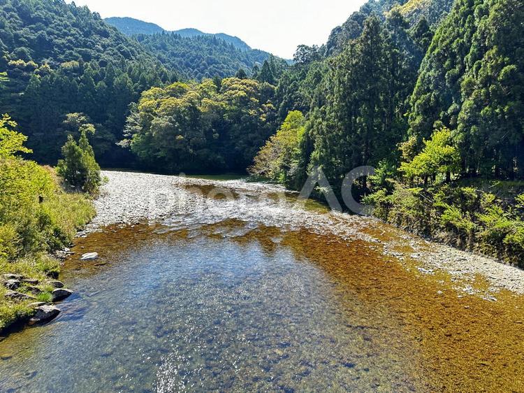 新宮市　高田川　清流 高田川,河川敷,清流の写真素材