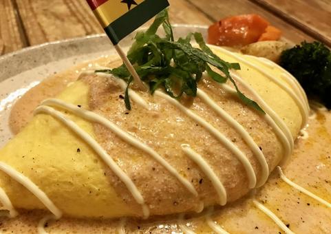 オムライス特製クリームソース オムライス,卵料理,クリームソースの写真素材