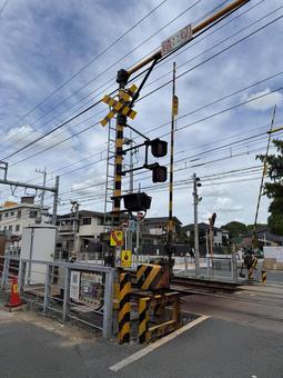日本の踏切、日常の風景 日本の踏切、日常の風景 踏切,鉄道,警報機の写真素材