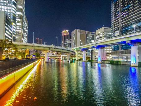 【大阪府】大阪市・中之島 中之島,夜景,夜の写真素材