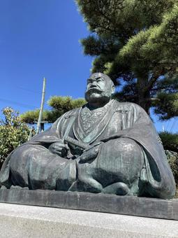 山梨_武田信玄の銅像　アップ 山梨県,武田信玄,銅像の写真素材