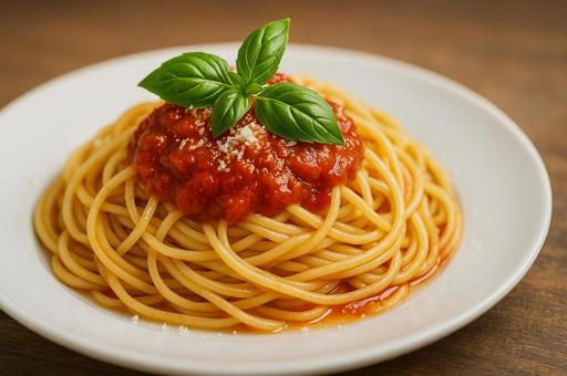 バジルとチーズを添えたスパゲッティ バジルとチーズを添えたスパゲッティの写真