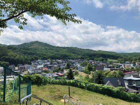 青空の公園に 夏,夏休み,故郷の写真素材