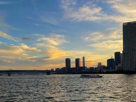 東京湾の夕焼け 東京湾の夕焼けの写真