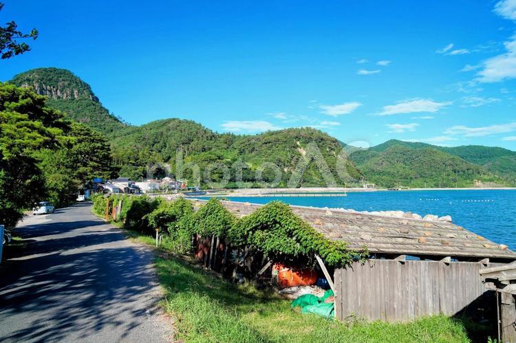 隠岐の島町都万・屋那の松原の舟小屋群 隠岐,都万,舟小屋の写真素材