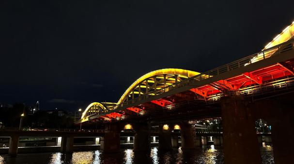 ソウル_夜景 ソウル_夜景 夜景,橋,漢江の写真素材
