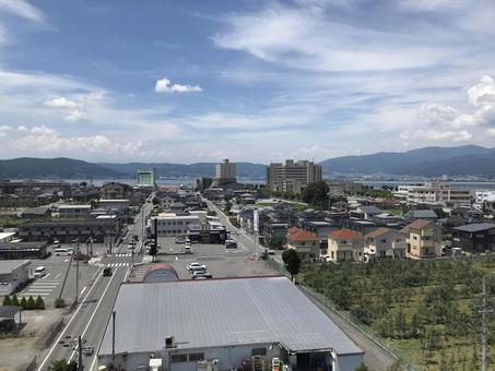 高島城からの眺め4 高島城,城址,続日本100名城の写真素材