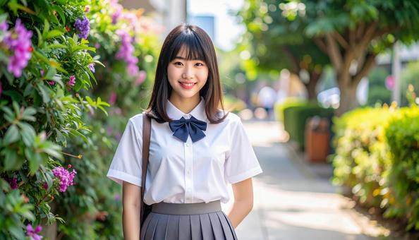 夏の学校の制服を着た日本人女学生03 夏の学校の制服を着た日本人女学生03の写真