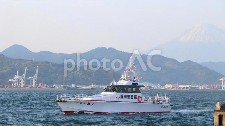 静岡県警水上警察署警備艇　するが 清水港,初夏,五月の写真素材