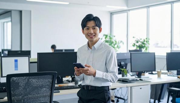 オフィスで働く日本人システムエンジニア オフィスで働く日本人システムエンジニアの写真