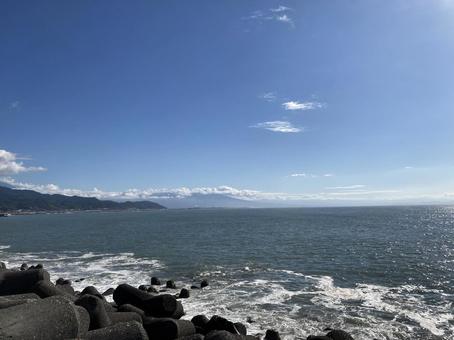 駿河湾 駿河湾 海,空,雲の写真素材