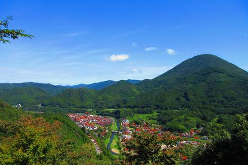 島根県-津和野城跡-出丸-津和野の町並み 島根県-津和野城跡-出丸-津和野の町並み 津和野城跡,城,国指定史跡の写真素材