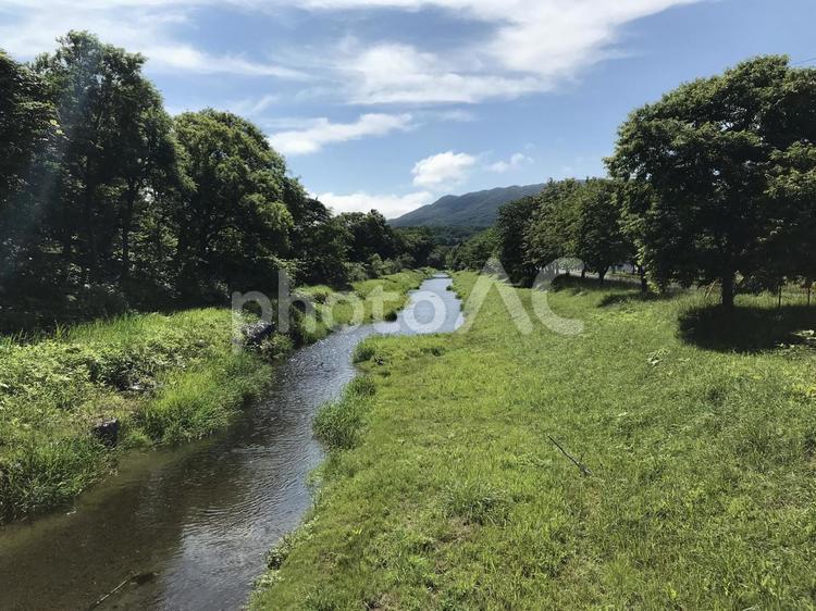 田舎　川のある景色 自然,田舎,癒しの写真素材