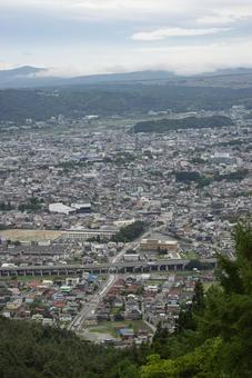 山梨県富士吉田市の街並み 富士吉田,山梨,東富士五湖道路の写真素材
