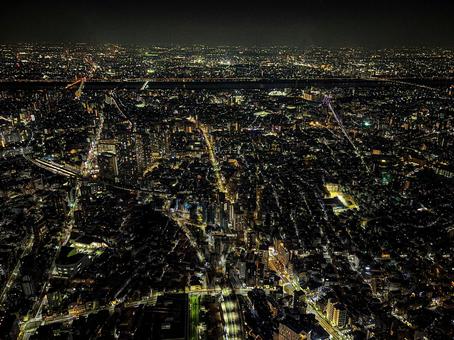 スカイツリーから眺める夜景 スカイツリーから眺める夜景 東京,スカイツリー,街並みの写真素材