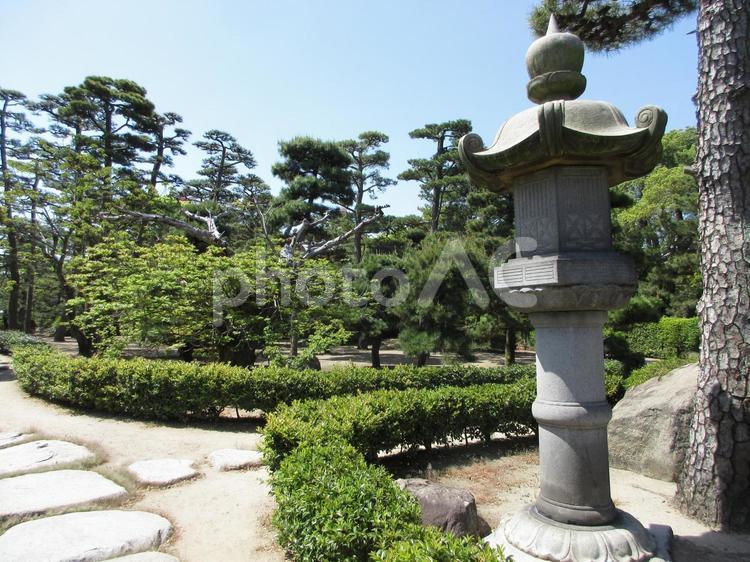 香川県-高松城跡玉藻公園-披雲閣庭園 高松城,城,玉藻城の写真素材