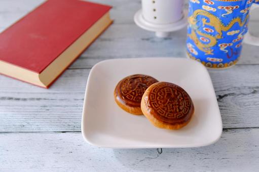 ティータイム ティータイム 月餅,中華菓子,餡子の写真素材