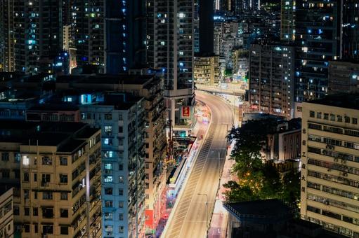 香港・超高層住宅群の夜景 香港・超高層住宅群の夜景 香港,夜景,高層の写真素材