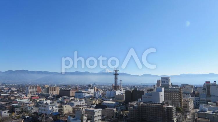 甲府城　天守台からの眺望　富士山 甲府城,舞鶴城,天守台の写真素材
