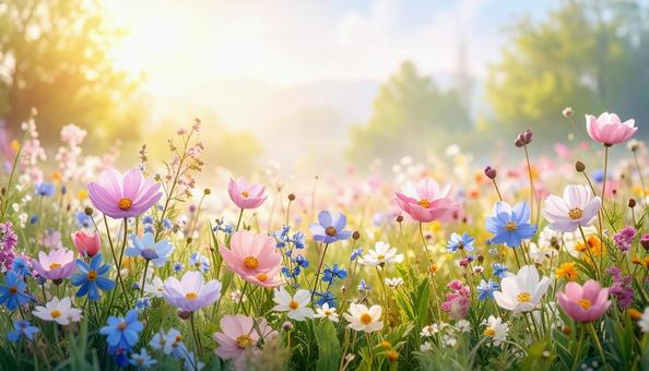 幻想的な花のある風景 幻想的な花のある風景の写真