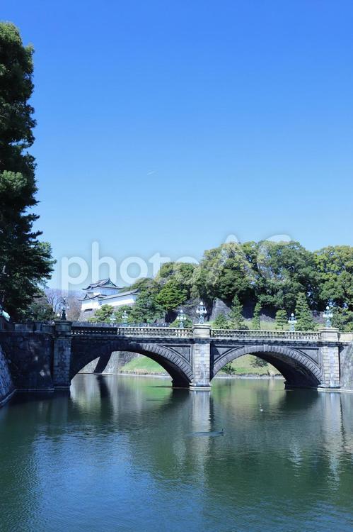 二重橋と東京の青空 二重橋,皇居,天皇陛下の写真素材