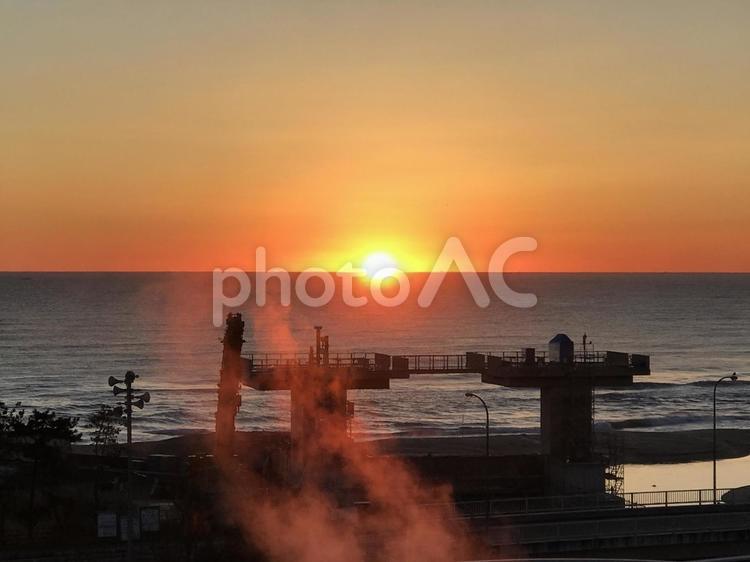 朝日 日の出,自然,海の写真素材