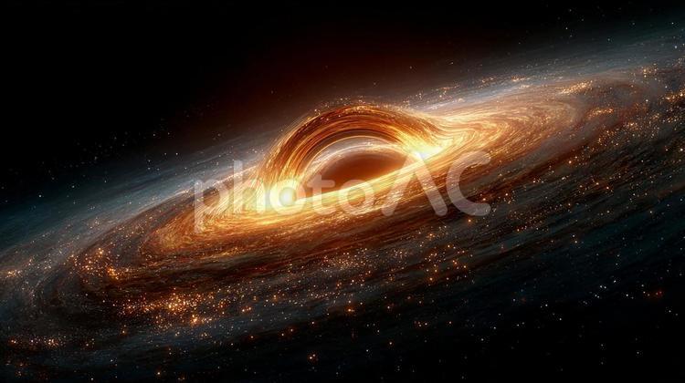 宇宙の神秘：ブラックホールの眺め ブラックホール,宇宙,宇宙空間の写真素材