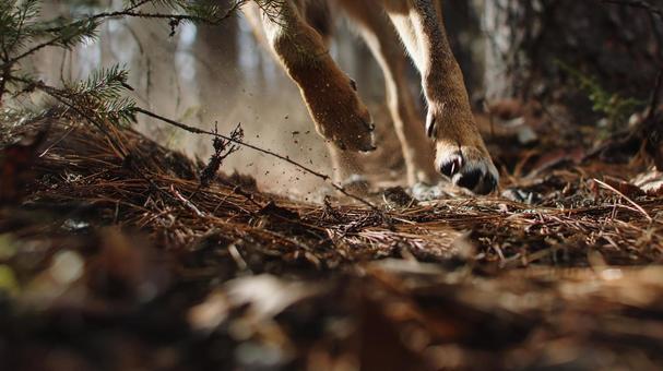 躍動感あふれる犬の走りの写真