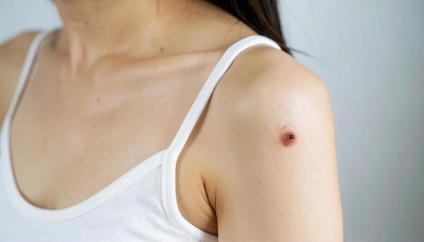 女性の二の腕にできた大きなおでき 女性の二の腕にできた大きなおできの写真